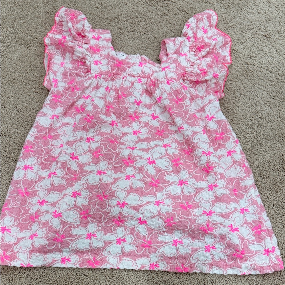 Zara Kids Pink and White Floral Casual Dress